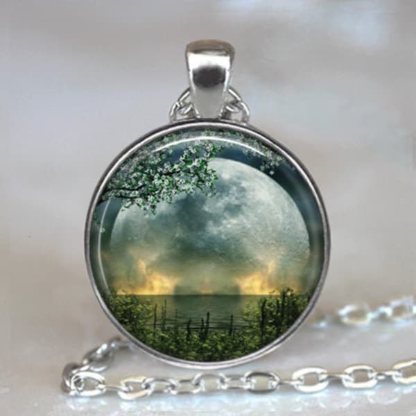 Summer Solstice necklace or key ring,  full moon necklace solstice jewelry Wiccan jewelry pagan gift Beltane necklace keychain key ring G105