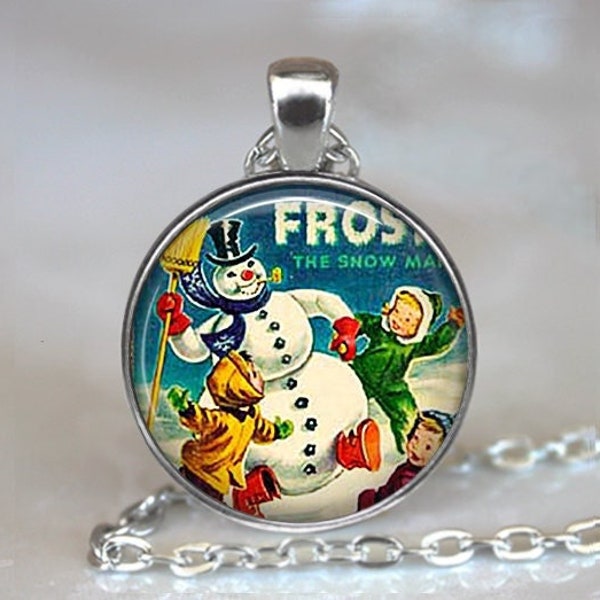 Frosty the Snowman brooch pin, necklace or key chain, vintage Christmas jewelry stocking stuffer winter holiday gift key ring key fob
