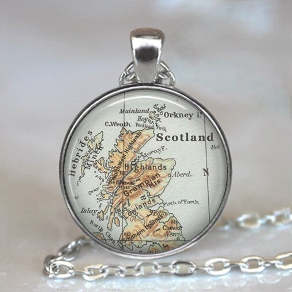 Scotland map pendant, Scotland map necklace Scotland necklace Scotland pendant map jewelry traveler's gift map jewellery key chain key ring