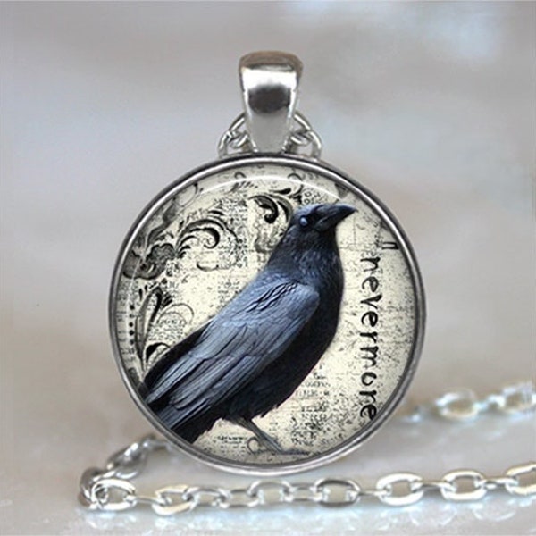 Poe's Raven pendant, raven necklace Poe Nevermore Goth jewelry literary pendant, raven jewelry Halloween key chain key ring key chain