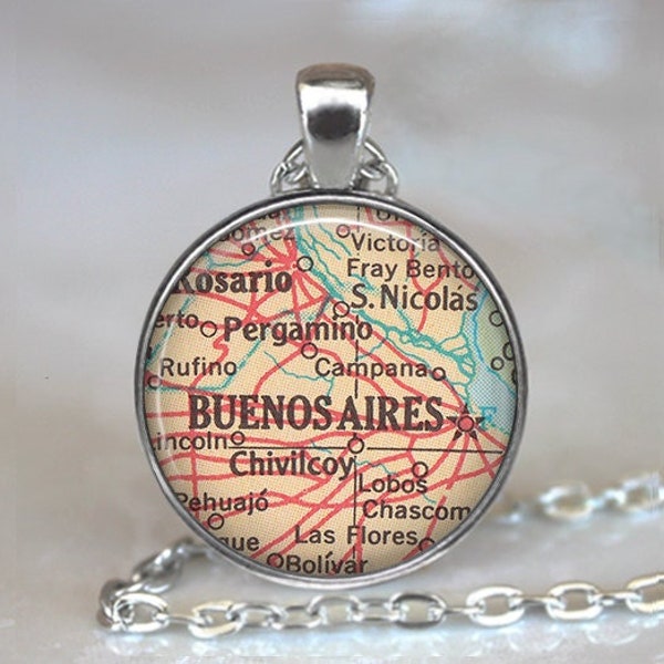 Buenos Aires map necklace or key chain, Buenos Aires travel gift for traveler Buenos Aires Argentina keychain key ring key fob M164