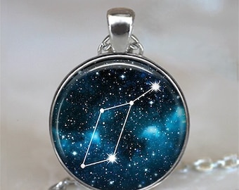 Lyra Constellation necklace, Celestial jewelry astronomy gift lyre of Orpheus gift for singer or musician musical key chain key ring key fob