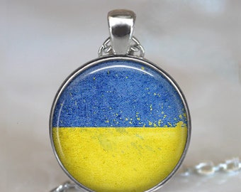 Ukraine flag necklace, Ukrainian flag pendant flag of the Ukraine necklace flag jewelry key ring keychain key chain key fob travel gift