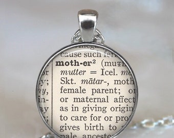 Mother dictionary word necklace, key chain or brooch pin, Mother's Day gift for Mom definition jewelry key ring key fob