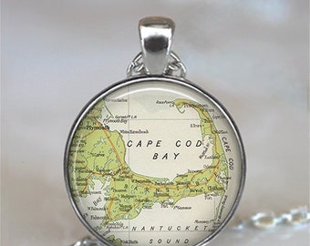 Cape Cod map pendant, Cape Cod pendant, resin pendant, Cape Cod necklace map jewelry Cape Cod keychain key chain key fob key ring