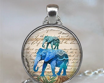 Blue Elephants necklace, Blue Elephants pendant, elephant jewelry elephant jewellery elephant keychain elephant key chain key ring fob