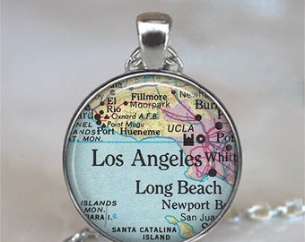 UCLA map necklace, key chain or brooch pin, University of California at Los Angeles map college student graduation gift map gift key ring