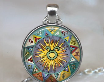 Taurus Bohemian Zodiac necklace, Taurus necklace Taurus pendant Zodiac pendant Zodiac jewelry astrology Boho Taurus key chain key ring