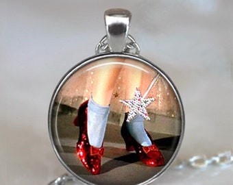 Ruby Slippers brooch pin, necklace or key chain, Oz jewelry Wizard of Oz gift red shoes There's no place like home key chain key ring fob