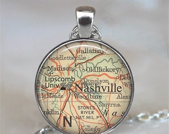 Lipscomb University necklace or key chain, university map gift Nashville TN map college student gift graduation gift keychain key ring