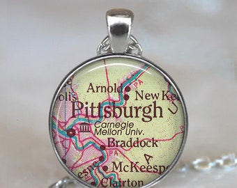 Carnegie Mellon University necklace, key chain or brooch, alumni or student gift CMU graduation gift college map gift Pittsburgh key ring