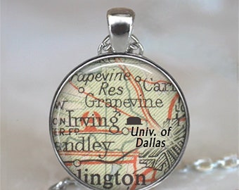 University of Dallas at Irving necklace or keychain, Irving Texas map gift graduation gift alumni college student gift key chain key ring