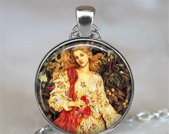 Goddess Flora, Roman Goddess of Flowers necklace, key chain or brooch, garden goddess gift for gardener gardening or florist gift key ring