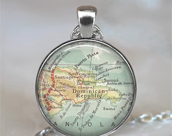 Dominican Republic map necklace, Dominican Republic necklace DR map jewelry adoption jewelry map pendant key chain key ring key fob