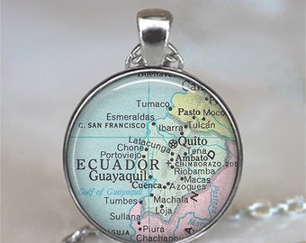 Ecuador map necklace or key chain, Ecuador South America travel gift map jewelry home country map gift Ecuador key ring keychain key fob