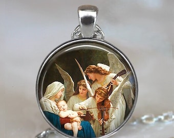 Song of the Angels necklace, angel pendant Christ Child Christmas jewelry Virgin Mary Madonna necklace Baby Jesus religious jewelry key ring