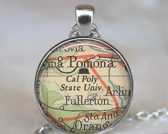 Cal Poly Pomona necklace, California Polytechnic State University graduation gift Cal Poly student gift map jewelry key chain key ring