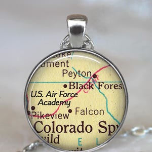 U.S. Air Force Academy map necklace, key chain or brooch, United States Air Force Academy map USAF Academy Air Force map gift key ring fob