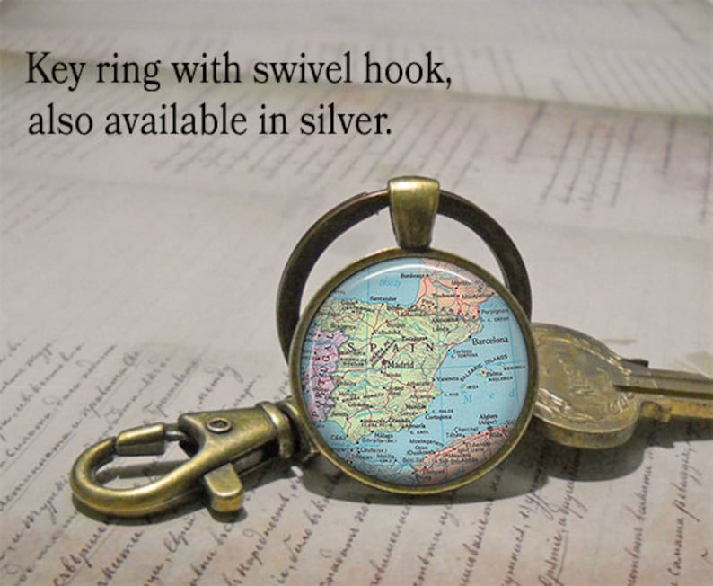 Spain map pendant Spain pendant Spain necklace map jewelry map jewellery travel key chain keychain key ring key fob Spain map necklace