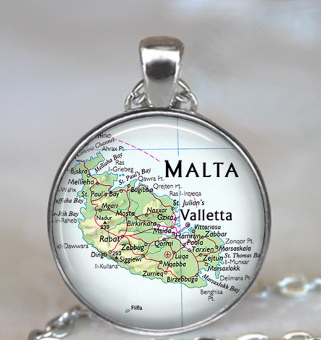 Malta Map Pendant, Necklace or Key Chain, Valletta Map Jewelry Gift for ...