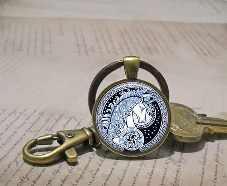 Celtic Unicorn necklace, unicorn pendant unicorn jewelry Celtic jewelry fantasy jewelry unicorn necklace key ring keychain key chain key fob image 4