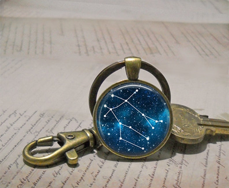 Gemini necklace Gemini pendant Constellation jewelry Zodiac pendant Zodiac jewelry key chain key ring key fob Gemini Constellation necklace