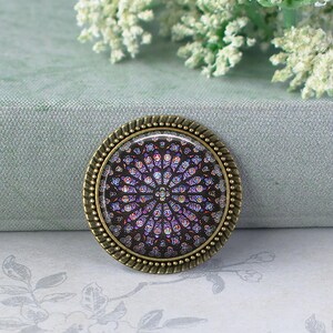 Rose Window, Notre Dame Cathedral necklace, key ring or brooch pin, cathedral photo pendant Catholic jewelry Paris key chain key ring image 2
