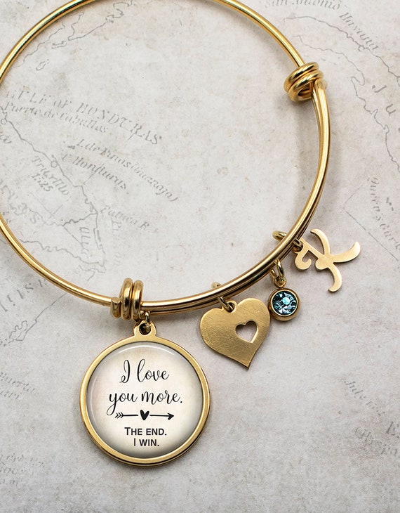 Buy I Love You More Quote Bracelet Charm Bracelet Romantic Quote Gift for Girlfriend or Wife Valentine s Day Gift Quote Jewelry Q95 Online in India Etsy