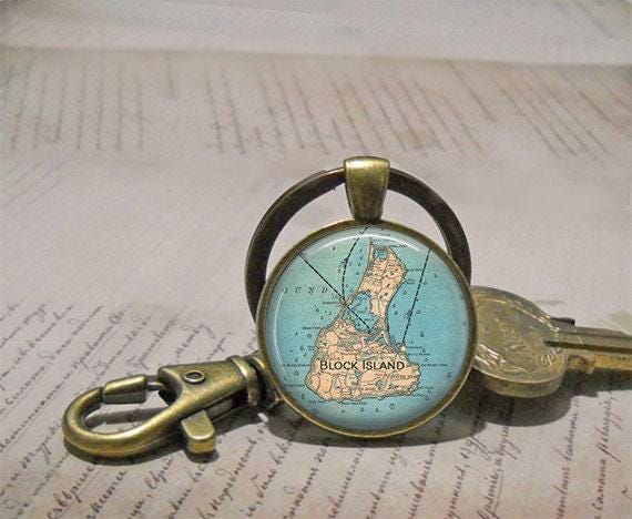 Block Island Map Necklace, Key Chain or Brooch, Rhode Island Vacation ...