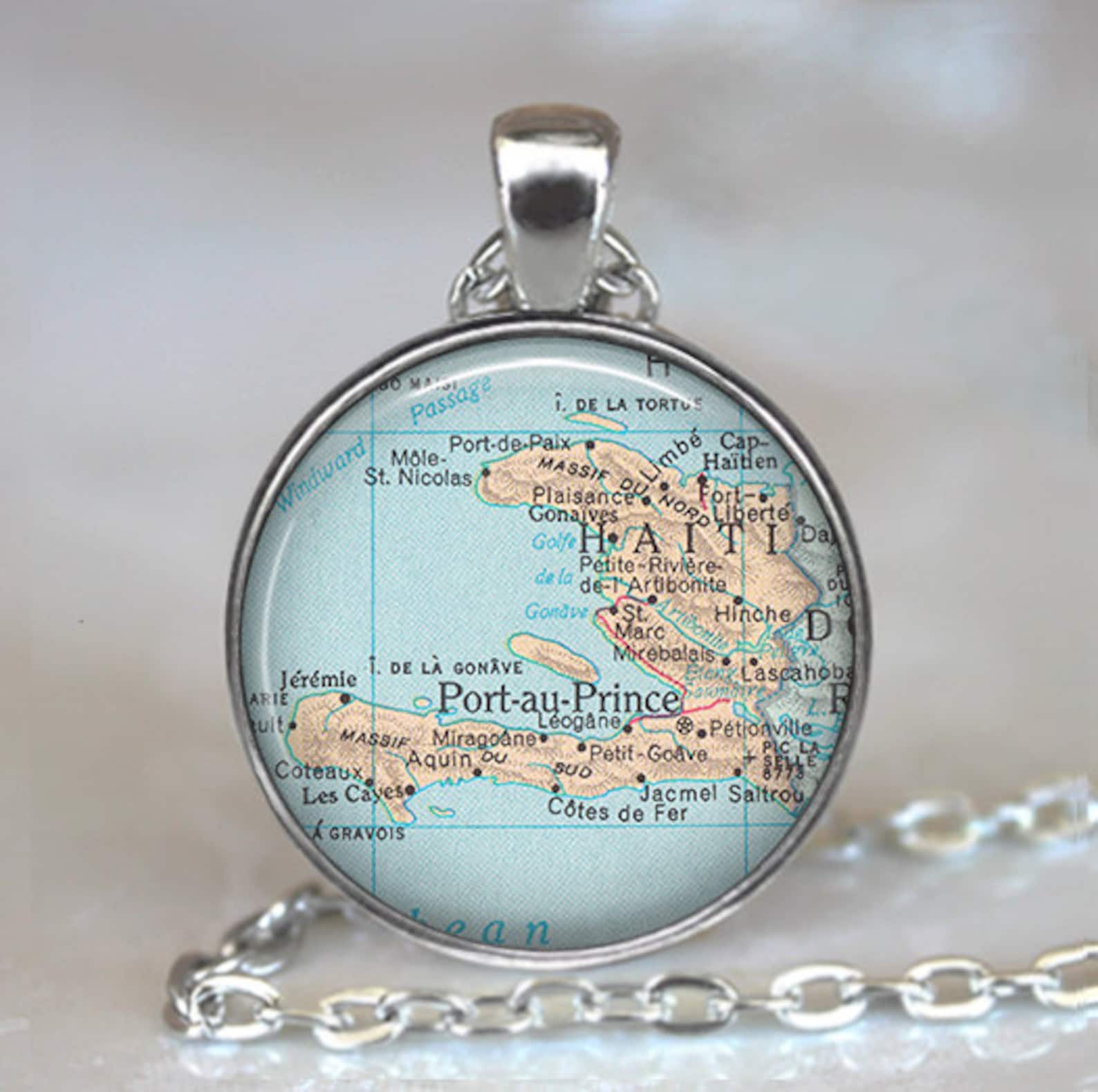 Haiti Map Necklace Haiti Pendant Map Jewelry Adoption Pendant Etsy