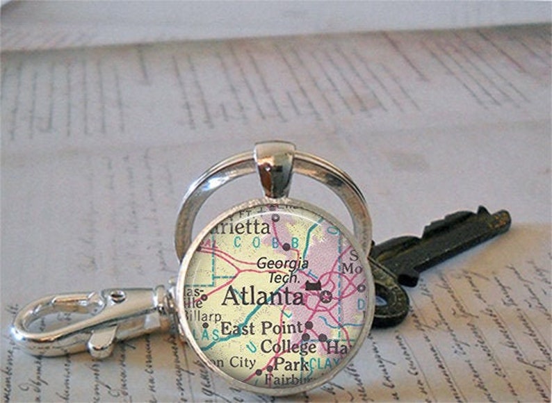 Georgia Tech key chain or necklace Georgia Institute of Technology map graduation gift student alumni gift keychain key ring fob