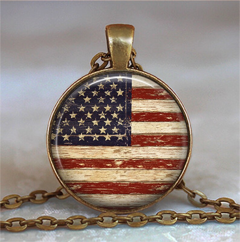 American Flag Choker Necklace - 16 Inches Adjustable, Red White & Blue Patriotic Jewelry - View #9