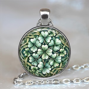 Art Nouveau Shamrock necklace, key chain or brooch, St Patrick's Day gift St Paddy's Day jewelry Irish or Celtic jewelry lucky 4-leaf clover