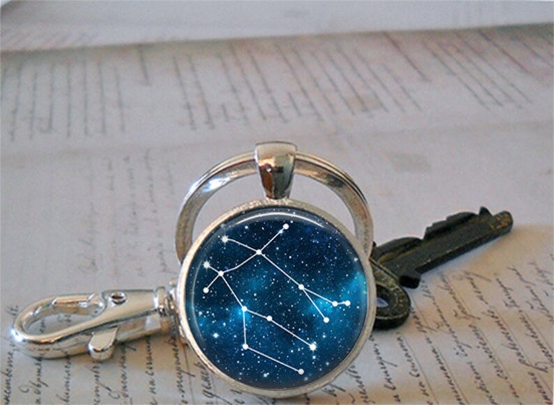 Gemini necklace Gemini pendant Constellation jewelry Zodiac pendant Zodiac jewelry key chain key ring key fob Gemini Constellation necklace