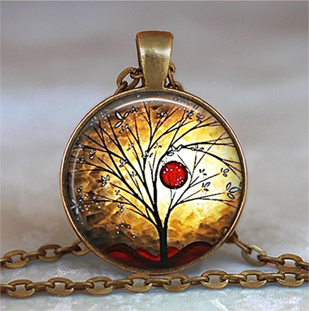 Total Eclipse Art Necklace, Key Chain or Brooch, Blood Moon Astronomy ...