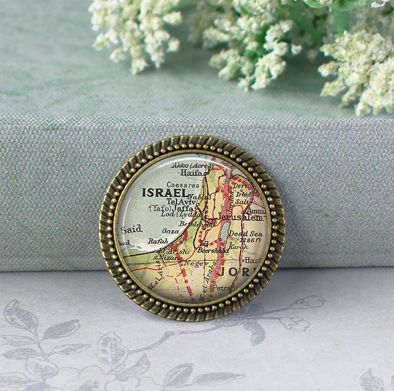Israel Map Necklace, Key Chain or Brooch, Travel Gift Globetrotter Gift ...