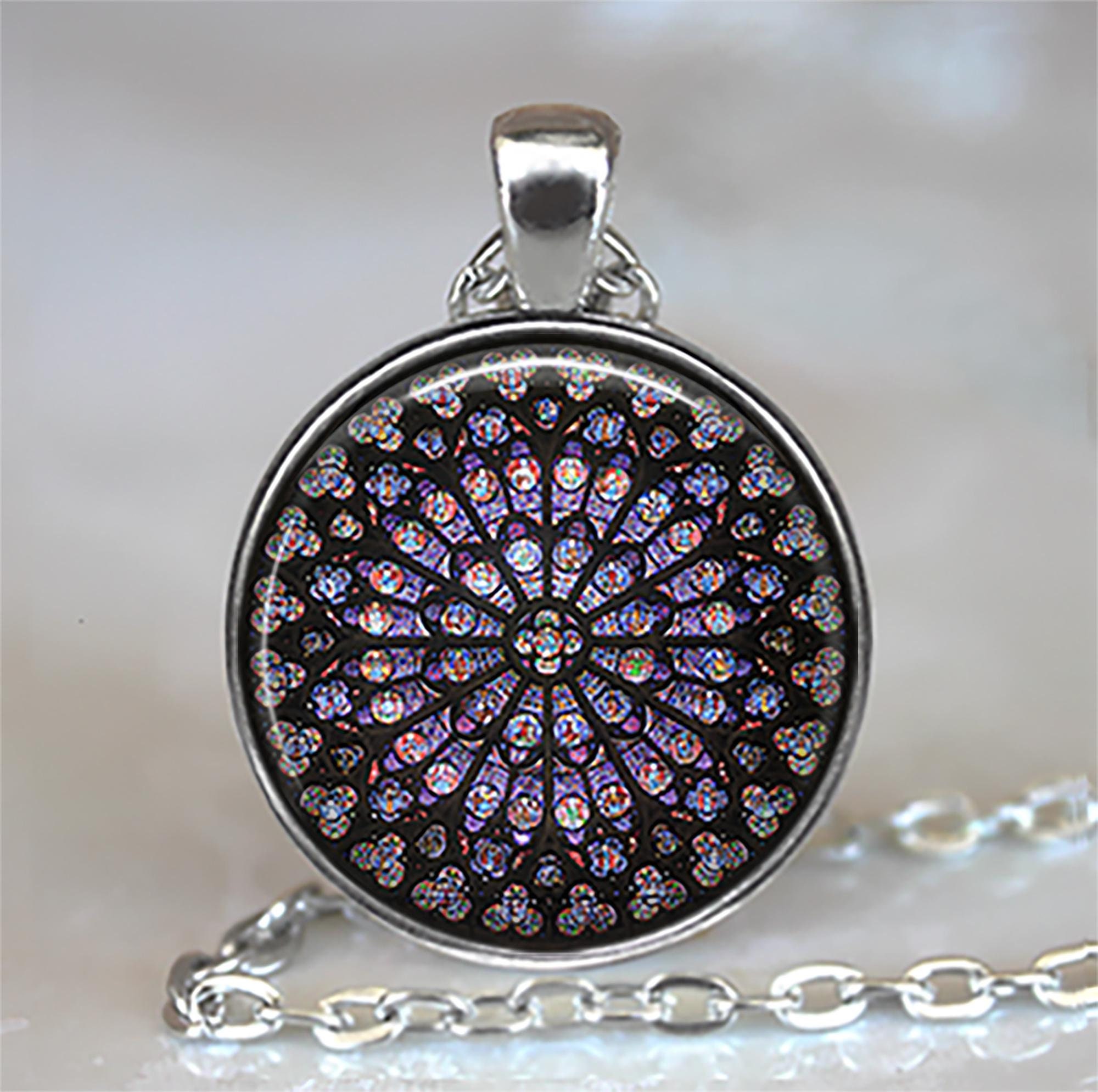 Notre dame rose window necklace sale