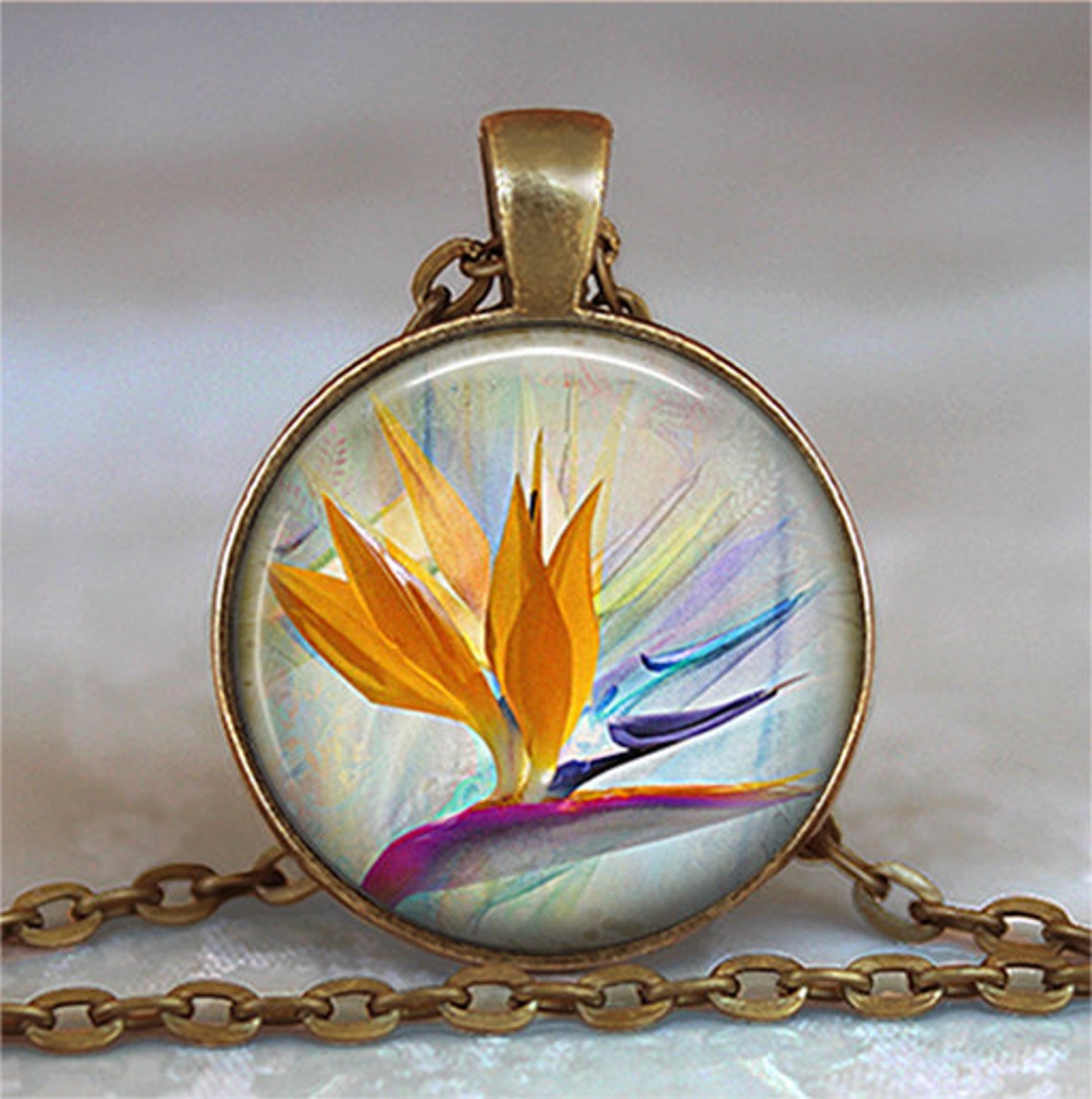 Bird of Paradise Necklace Bird of Paradise Pendant Flower Etsy