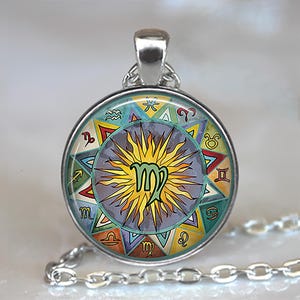 Bohemian Virgo necklace, key chain or brooch, Zodiac jewelry Virgo jewelry astrology birthday gift hippie bohemian key ring key fob image 4