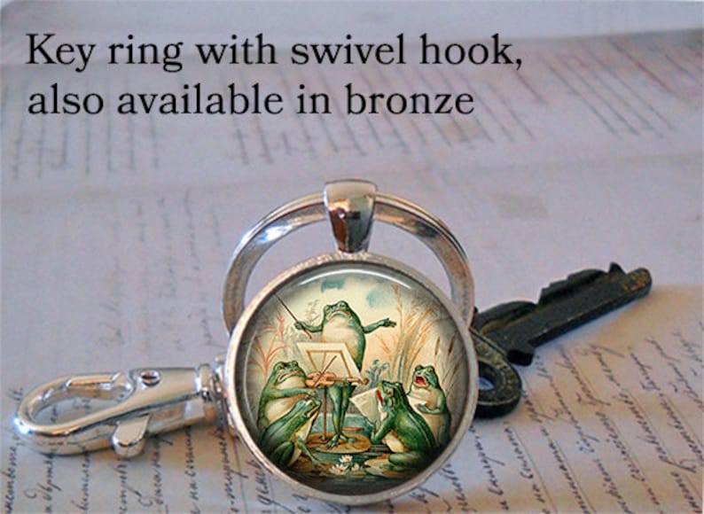Frog Chorus necklace funny frog jewelry cute frog conductor singing frogs gift for singer or member of chorus key chain key ring key fob