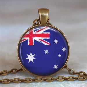 Australian flag necklace, key chain or brooch, flag jewelry gift for Aussie friend globetrotter gift key ring key fob Australia travel gift image 2
