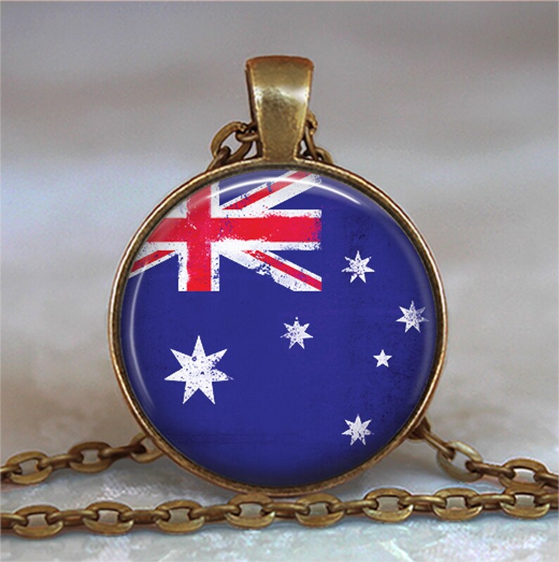 Australian flag necklace, key chain or brooch, flag jewelry gift for Aussie friend globetrotter gift key ring key fob Australia travel gift image 2
