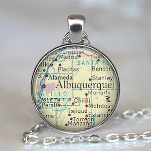 Albuquerque map necklace, key chain or brooch, Albuquerque New Mexico map gift Alameda map jewelry key ring key fob keychain