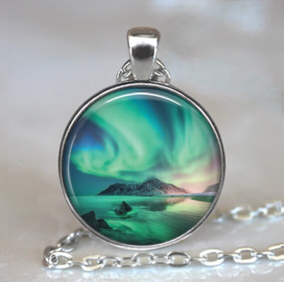 Aurora borealis in a necklace sale