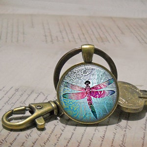 Lace Dragonfly pendant, dragonfly necklace, dragonfly jewelry, dragonfly jewellery, dragonfly key chain, key ring key fob image 4