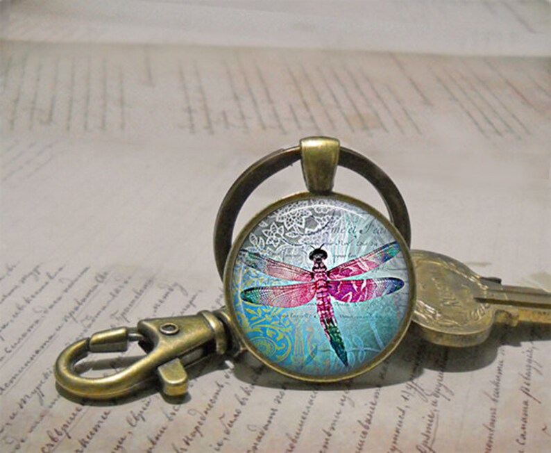 Lace Dragonfly pendant, dragonfly necklace, dragonfly jewelry, dragonfly jewellery, dragonfly key chain, key ring key fob image 4