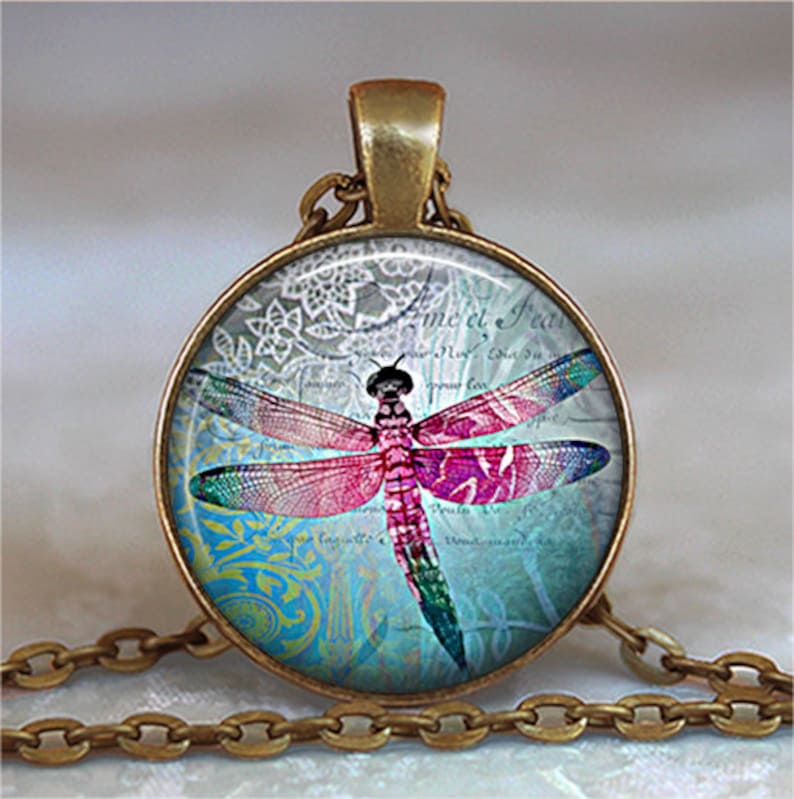 Lace Dragonfly pendant, dragonfly necklace, dragonfly jewelry, dragonfly jewellery, dragonfly key chain, key ring key fob image 2