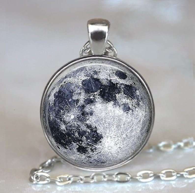 Full Moon necklace, full moon pendant moon jewelry moon jewellery celestial jewelry astronomy pendant NASA photo key chain key ring key fob image 1