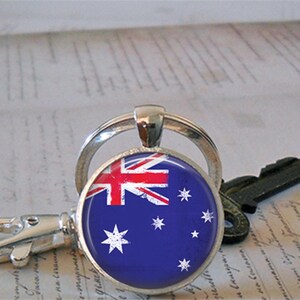 Australian flag necklace, key chain or brooch, flag jewelry gift for Aussie friend globetrotter gift key ring key fob Australia travel gift image 3