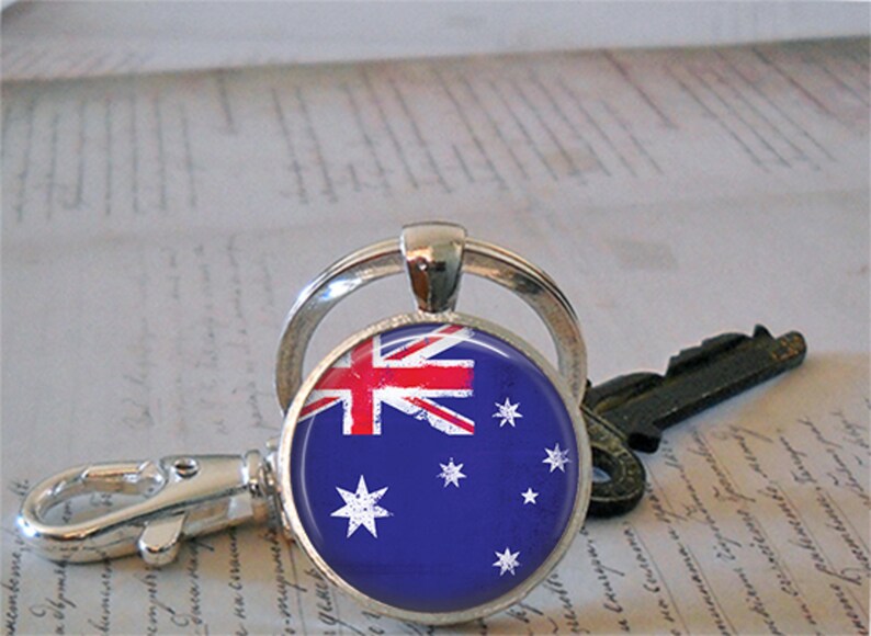 Australian flag necklace, key chain or brooch, flag jewelry gift for Aussie friend globetrotter gift key ring key fob Australia travel gift image 3
